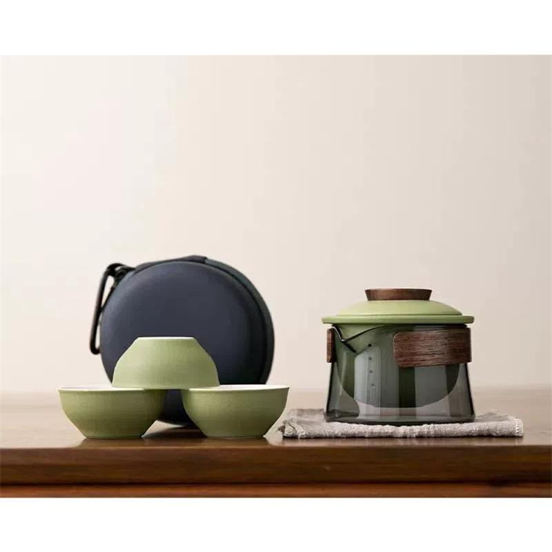 1 Bowl 3 Cup Zen Teapot And Tea Cup Set Kit Household Tea Making Travel Set Outdoor Portable Bag Chinese Tea Set Supplies