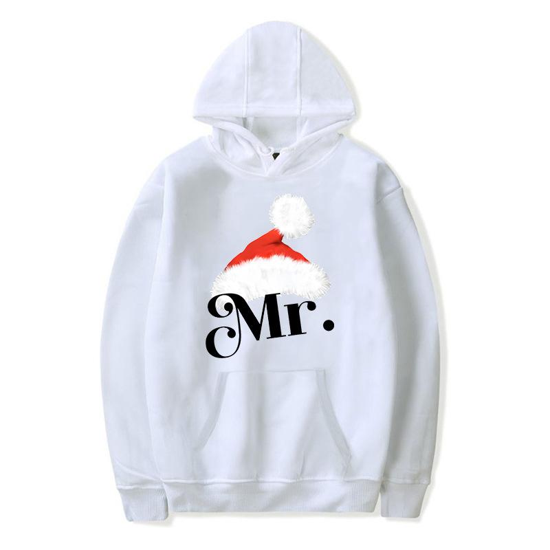 Толстовки для пары Рождественская шапка Буквы Mr Mrs Принт Пуловер