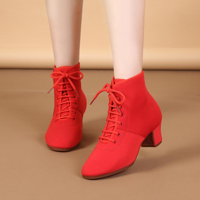 Женские ботильоны для бальных танцев с подошвой из ткани Оксфорд для тренировок и соревнований, современная танцевальная обувь