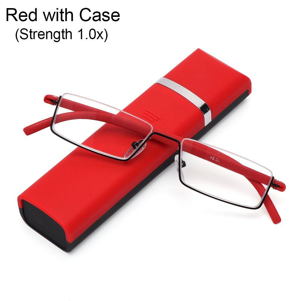 Hinge Men and Women Half Frame Reading Glasses with Case Presbyopia Eyeglasses Anti Eyestrain