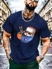 Men Summer Cartoon Cool Sushi Bowl Print T Shirt Crew Neck Short Sleeve Soft Loose Casual Streetwear Daily Fashion Tops Tee
