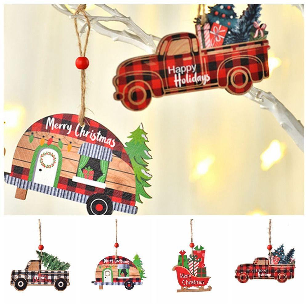 Hanging Christmas Wooden Car Pendant Handmade Christmas Decoration Christmas Tree