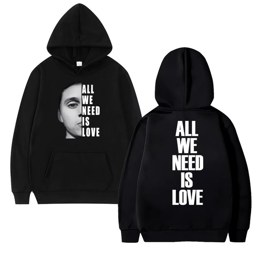 Худи с двусторонним принтом певца Canserbero "All We Need Is Love" Мужской женский хип-хоп панк стритвир Унисекс Флисовая толстовка