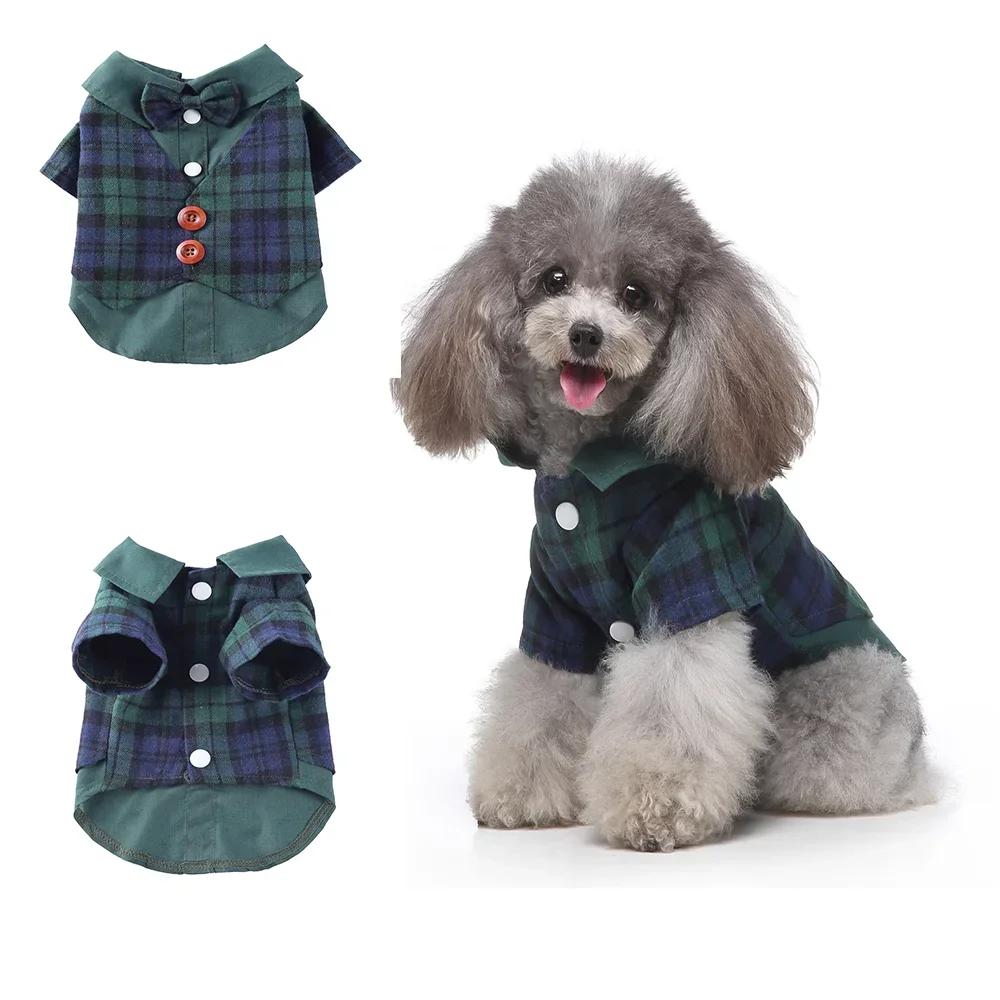 Cute Striped Dog Tuxedo Tailcoat Wedding Outfit Gentleman Pet Suit with Bow Tie for French Bulldog Halloween Costume