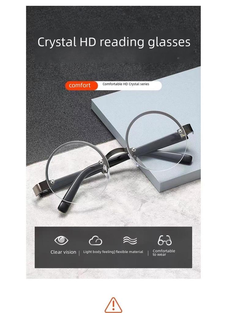 Men's Retro Round Anti-Fatigue Reading Glasses with HD Scratch-Resistant Crystal Lenses