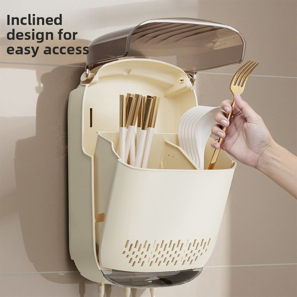 Dust-proof Utensil Holder Wall Mounted Chopstick Holder Durable Chopstick Storage Box  Kitchen
