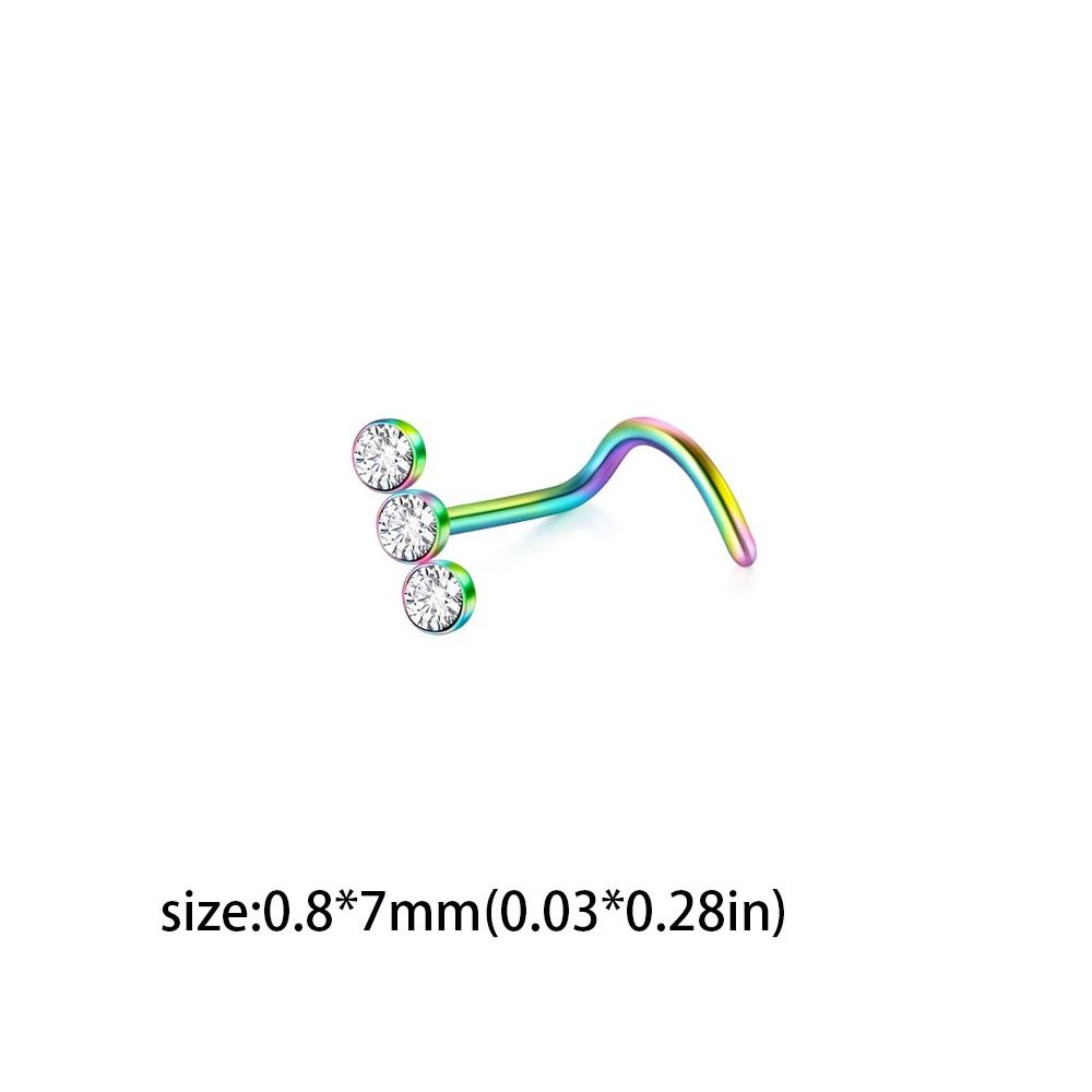 Geometric Zircon Nose Screw Studs Opal Nostril Trendy Women