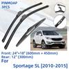 3PCS For KIA Sportage SL 2010-2015 24" 18" 12" Front Rear Wiper Blades Windshield Windscreen Window Cutter Accessories 2010 2011 2012 2013 2014 2015
