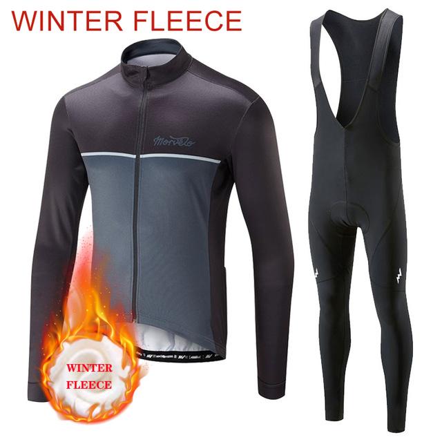 Winter Warm Cycling Clothing Set Men's Cycling Outfit Set Mountain Bike Jersey Clothes Thermal Fleece Clothing Sportswear Bicycle Tricuta Bib
