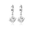 Romantic 925 Sterling Silver Crystal Square Stud Earrings For Women Wedding Engagement Jewelry Prevent Allergy Eh783