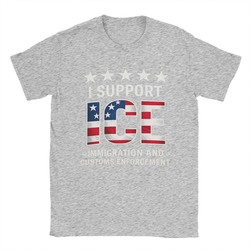 I Support Ice Immigration and Customs EnforceUnisext Patriot T Shirt Summer Cotton TShirts For Unisexs Hippie Custom DIY Tshirt
