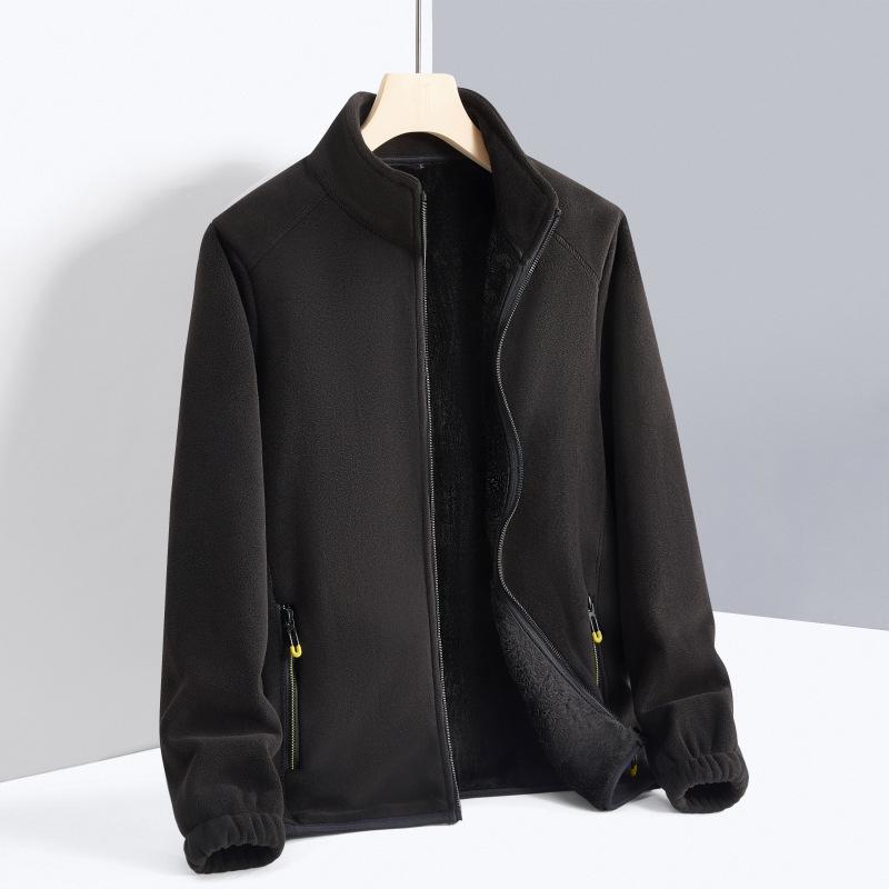 Unisex Thick Fleece Jacket with Velvet Lining, Large Size, Ideal for Outdoor Wear and Layering.