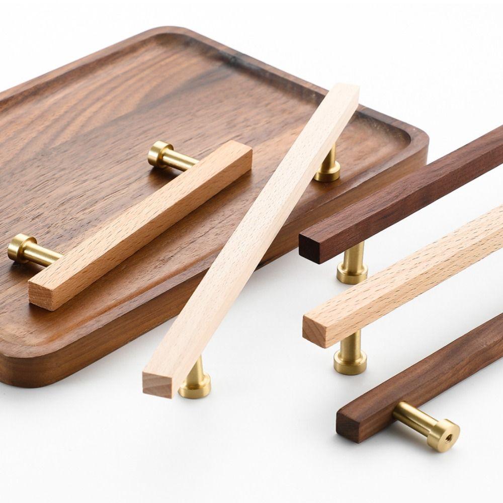 Walnut Wood Drawer Pulls Luxury Design Door Knobs High-End Cabinet Pulls Closet