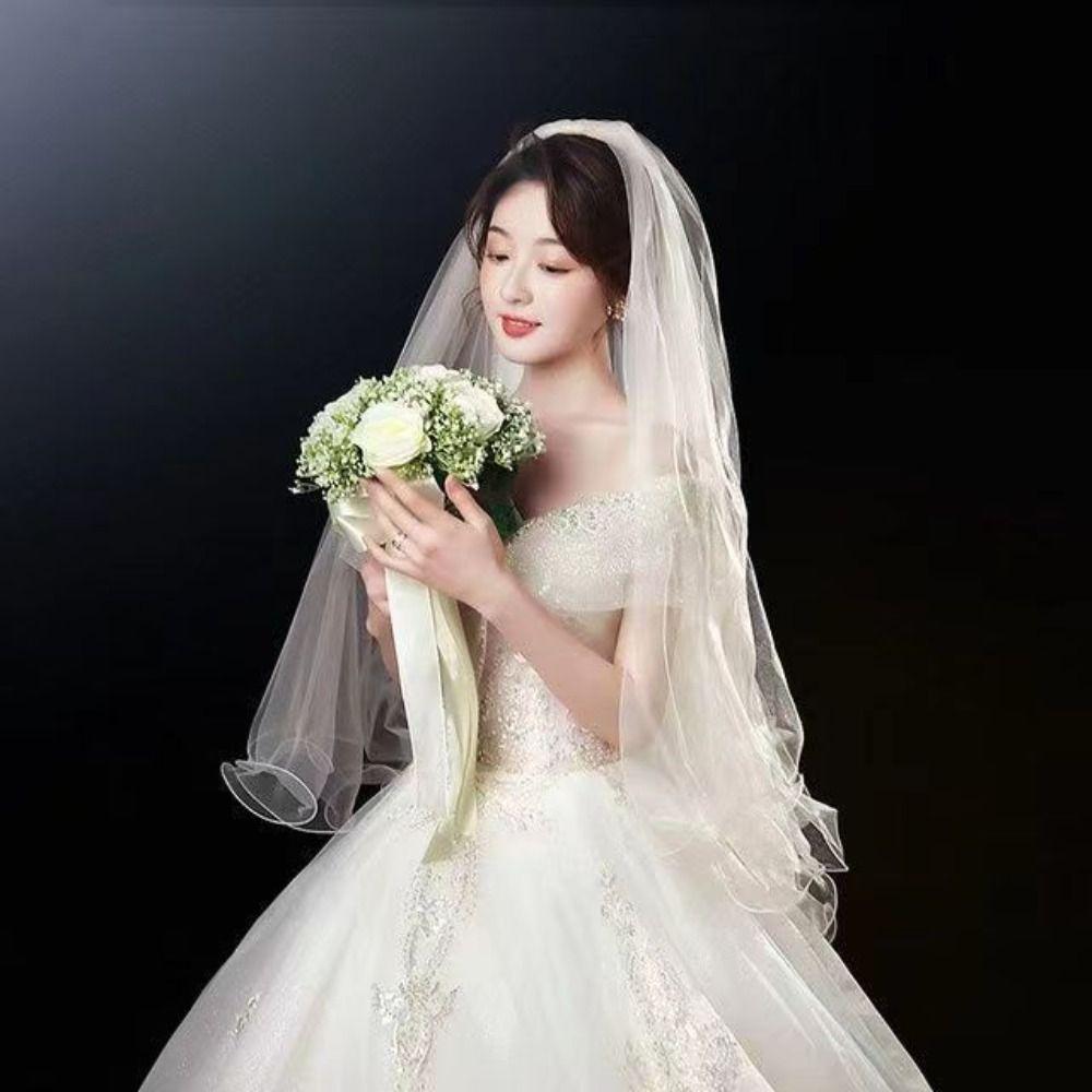 Двухслойные свадебные фаты короткая марля на голову невесты новая свадебная фата аксессуары для невесты