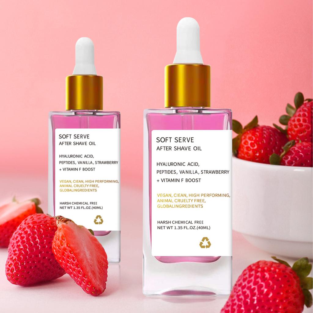 Strawberry After Shave Oil Women For Smooth Skin, Soft Serve After Shave Oil, After Shave Oil Strawberry, Soft Serve After Shave Oil 40ml