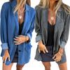 Women Summer Autumn Denim Jackets Ladies Loose Long Sleeve Pockets Jeans Outerwear Coats