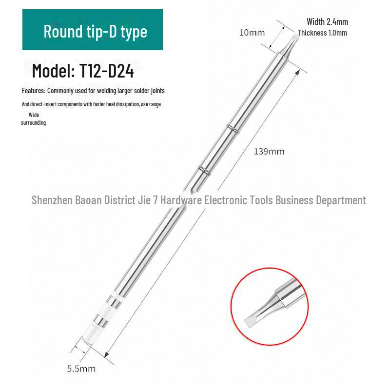 Жало паяльника T12 со встроенным нагревательным сердечником, паяльная станция с белым светом, универсальное лезвие ножа, подкова, специальное заостренное T12-K/B/I