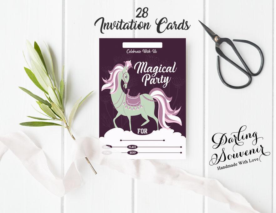 Darling Souvenir Фиолетовый пригласительный билет на день рождения для печати Заполните или напишите пустые приглашения Праздничные атрибуты Упаковка из 28 5 x 7