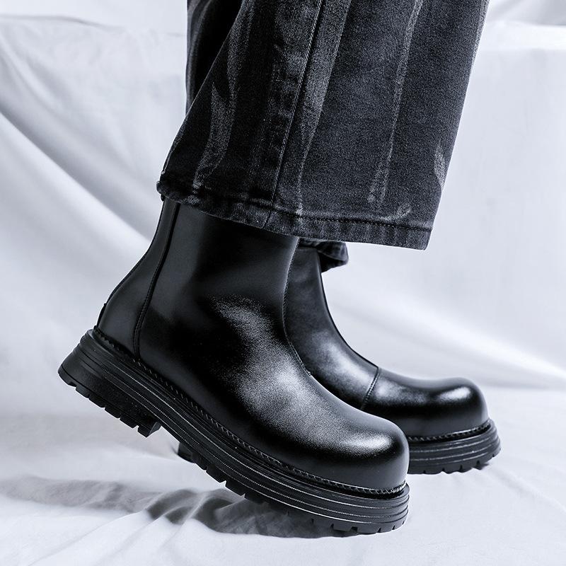 Ботинки «Челси» Мужские высокие ботинки на британской платформе с увеличенным голенищем Ботинки-сигареты Зимние локомотивные ботинки 14703-R