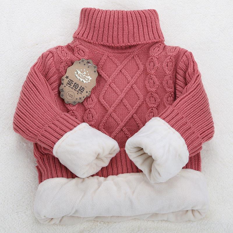 Свитера с высоким воротником для маленьких мальчиков и девочек, детские свитера на зиму, вязаные низы, свитера для мальчиков