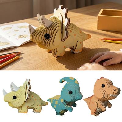 3D Пазл Динозавр Для Детей Сделай Сам Креативная Картонная Модель Животного Трицератопс Конструктор Декор Комнаты Подарок На День Рождения