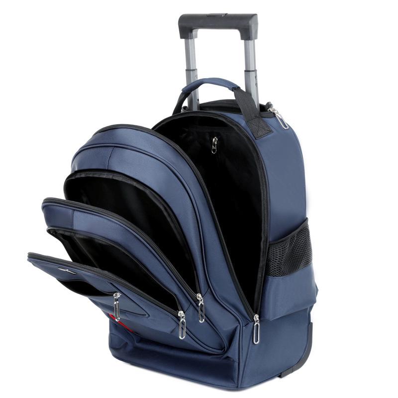 Стильная многофункциональная сумка на колесиках: Модный деловой рюкзак большой вместимости с универсальной цветовой гаммой для путешествий и компьютеров