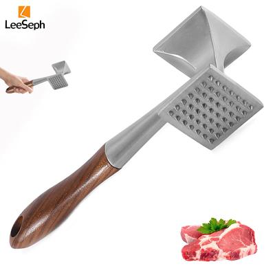 Молоток для отбивания мяса Leeseph с деревянной ручкой, двухсторонний молоток для кухни, мощный молоток для отбивания стейка, говядины