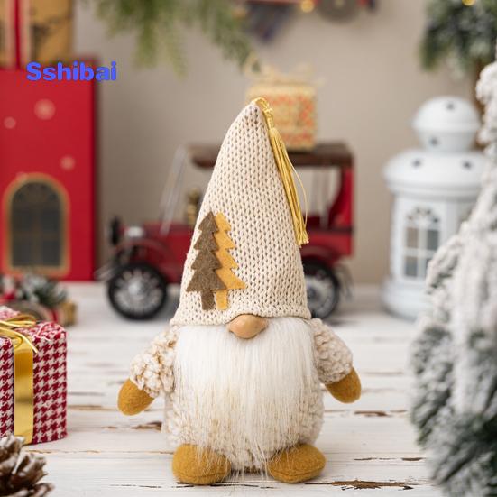 Рождественская кукла-гном, вязаная заостренная шапка ручной работы, снежинка, дерево, полная борода, милый настольный безликий гном, фаршированное украшение, товары для вечеринок, подарок
