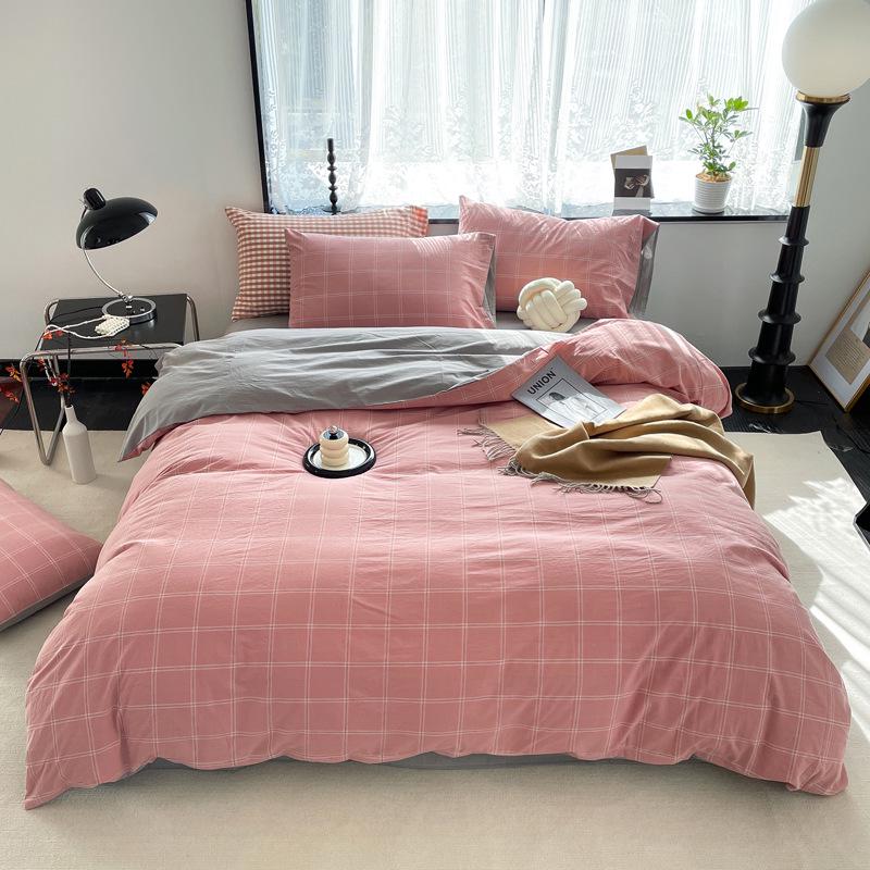 Серия AB Cotton: Комплект постельного белья из чистого хлопка для общежития - односпальный, из четырех частей с простынями