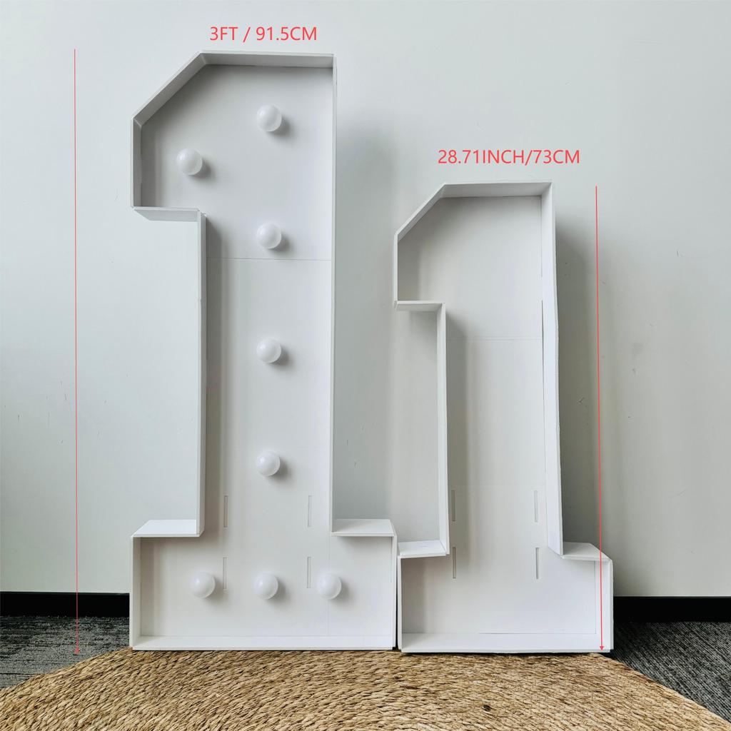 1 шт. 91,5 см/36 дюймов Светящаяся цифровая рамка-маркиза Теплый свет KT-доска Номер 0-9 Подключаемая KT-доска Декоративный свет для вечеринки по случаю дня рождения Юбилейный декор