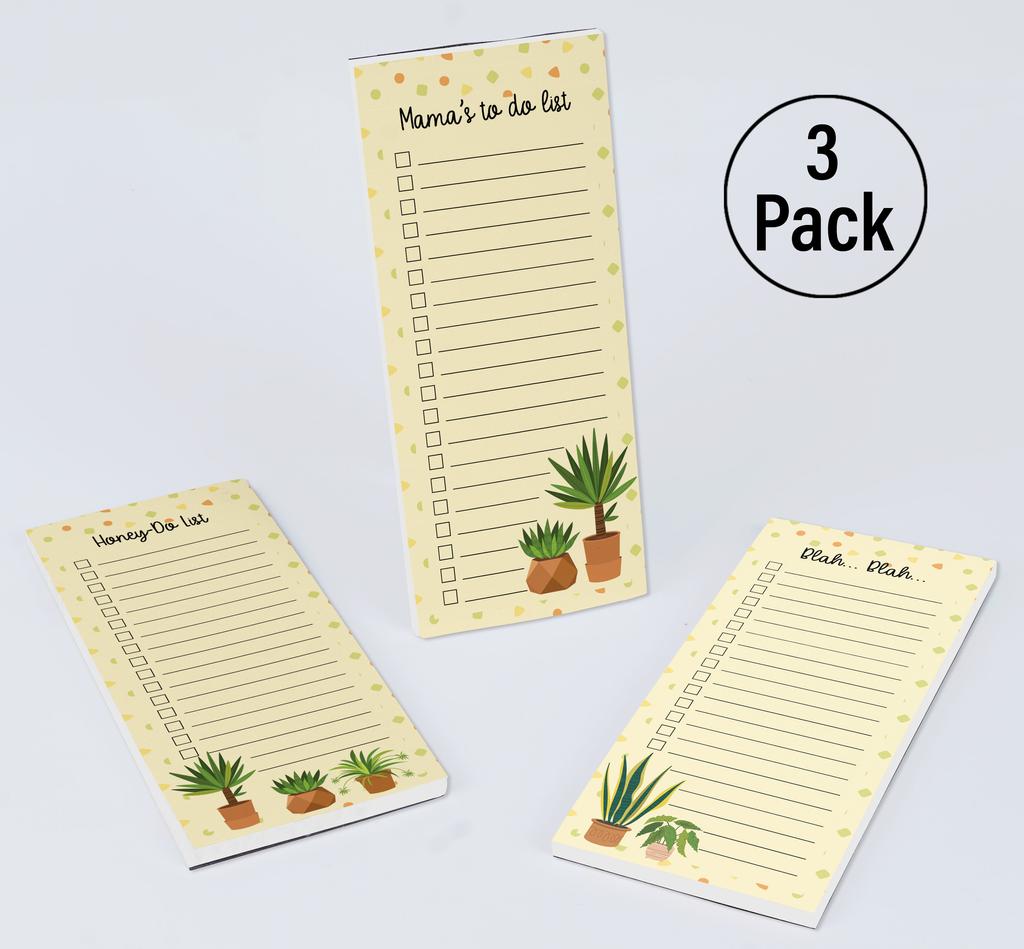 Inkdotpot Pack of 3 Magnetic Fridge To-Do List Notepads- Magnetic Memo Pads For Refrigerator- (50 Sheets