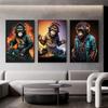 Abstract Pop Art Monkey Earphones Dj Music Wall Poster Prints Neon Light Effects Canvas Painting Rock Animal Home Bar Room Decor