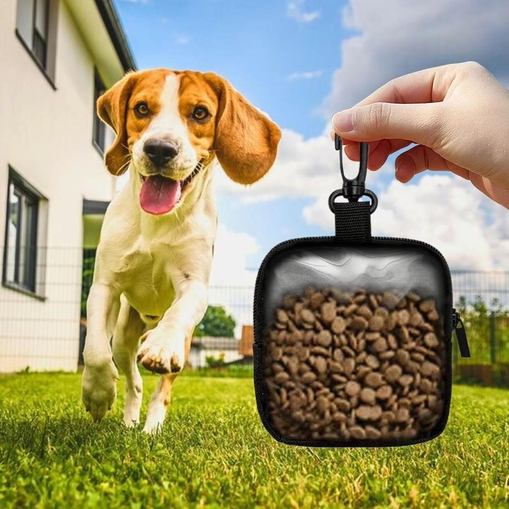 Zipper Closure Dog Treat Pouch Transparent Window Pet Snack Bag Dog Training Bag Travel