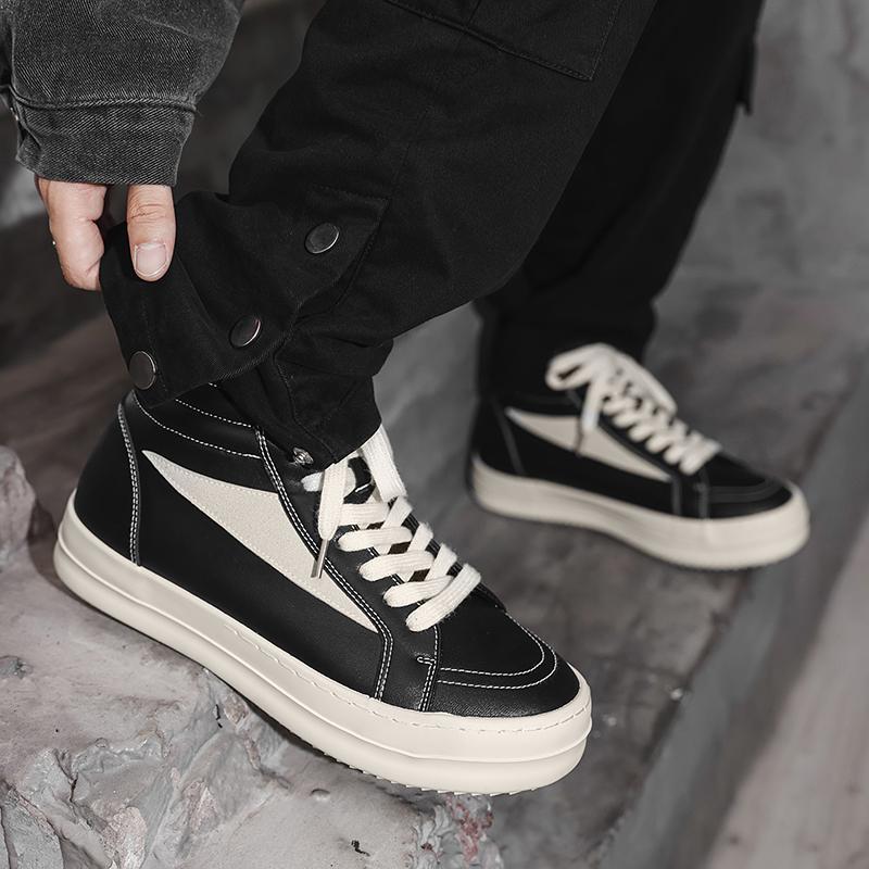 Новые мужские повседневные кроссовки хай-топы на толстой подошве, удобные, для улицы, нескользящие, прочные, на шнуровке, мужской базовый универсальный стиль