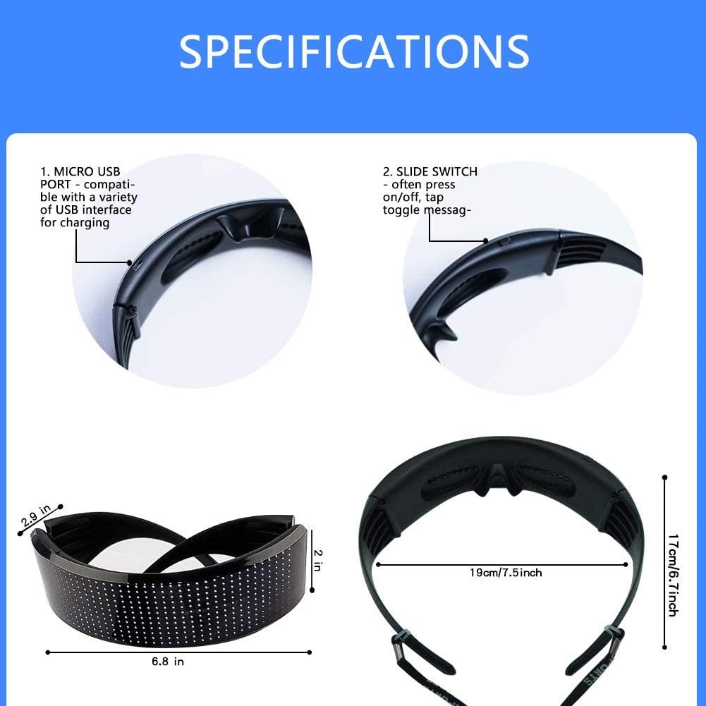 Customizable Full Color Shining Glasses, Programmable Bluetooth 4.0 RGB Fullcolor Glowing LED Glasses, USB Rechargeable Glasses