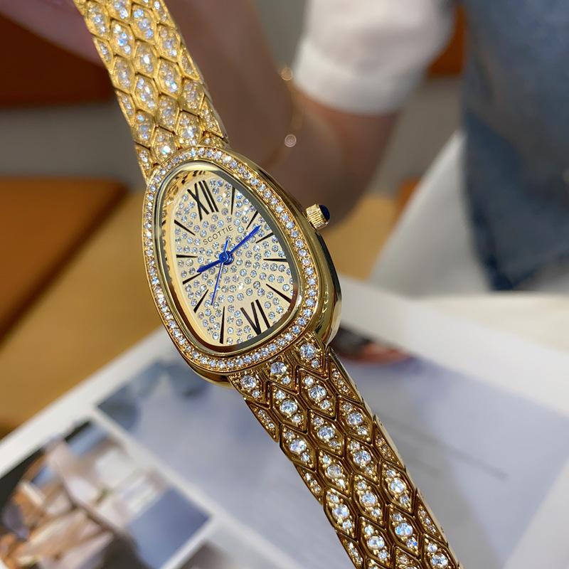 Snake Watch Snake Head Women'S Watch Gypsy Star With Diamonds And Steel Belt Supply Exquisite High-End Waterproof Women'S Watch