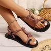 Fashion Flat Sandals for Women New Summer 2025 Knitted Non-slip Sandals Casual Comfortable Women Beach Roman Shoes Sandalias De Mujer