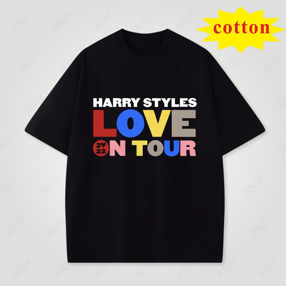 Harry Styles Love On Tour Summer Unisexs Cotton Short Sleeved Y2k Hip Hop Rock Rap Band Street Casual Comfortable Round Neck Top