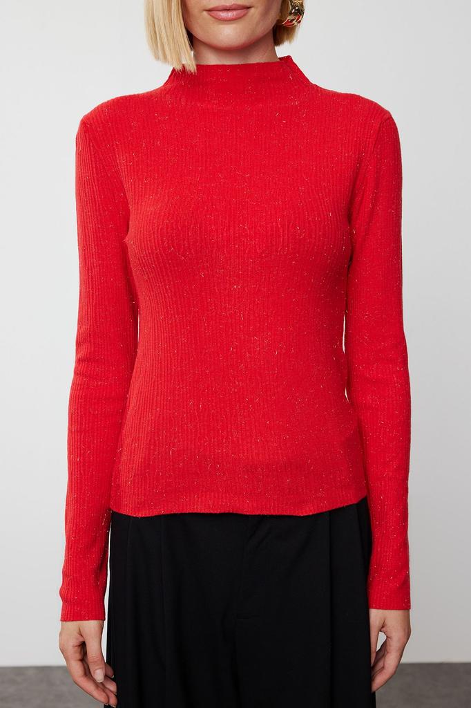 Женский свитер элегантного стиля зеленый из премиальной пряжи специальной пряжи со стойкой трикотажный свитер