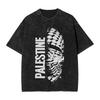 Oversized Washed T-Shirt Palestine Map  Cotton T Shirts  Novelty Tee Shirt for Men Summer Y2K Fun Print Clothing