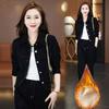 Fashion Plus Velvet Thickened Suit Women's Autumn and Winter Western Style Thin Short Jacket Casual Sports Two-piece Suit