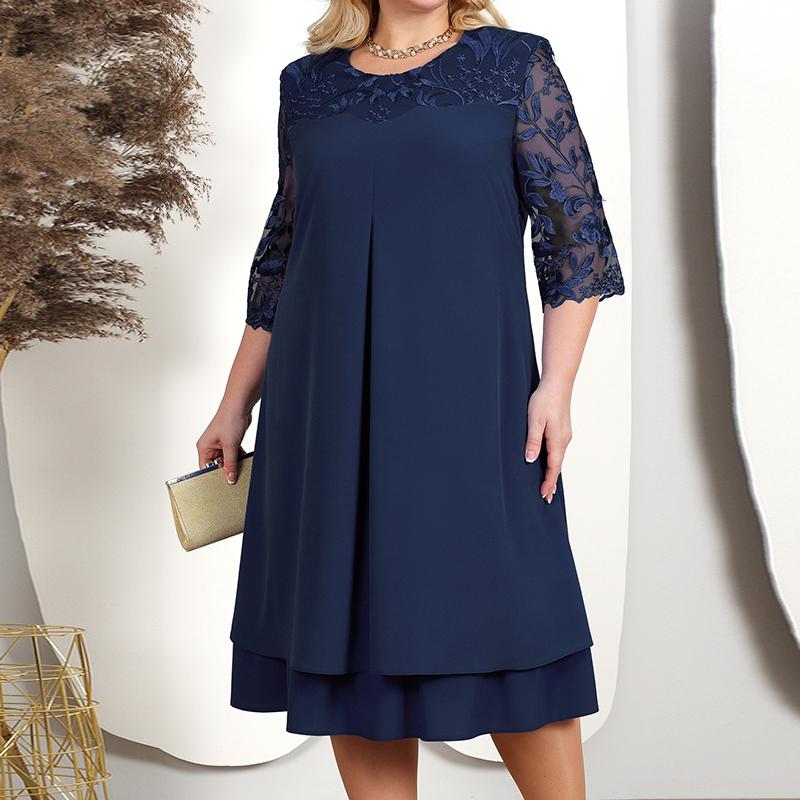 Женское платье Лето с коротким рукавом и вышивкой Женские длинные платья Повседневные платья с круглым вырезом большого размера