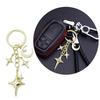 Elegant Cutout Four Pointed Star and Moon Keychain Pendant Durable Alloy Lightweight for Women Gift Bag Charm Accessory