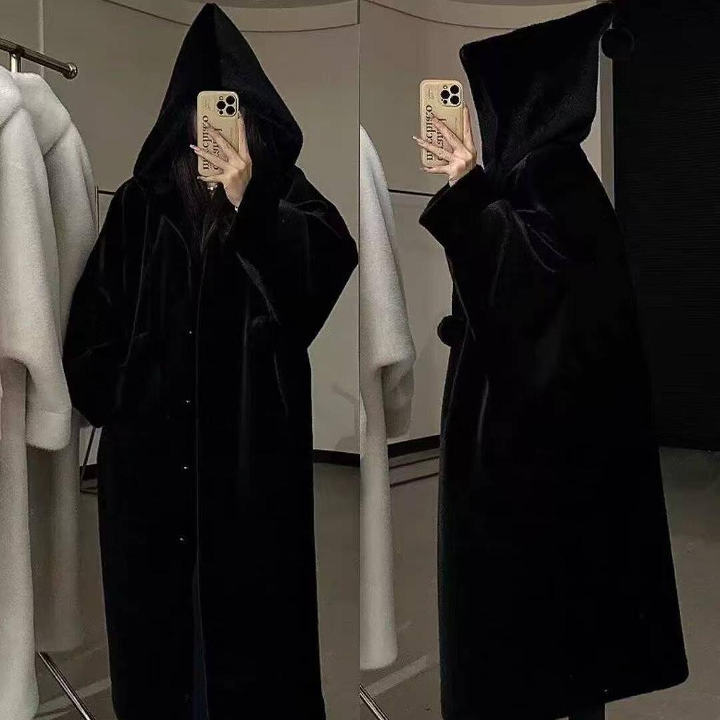 Куртка с капюшоном из искусственного меха норки, женская утолщенная зимняя плюшевая мягкая свободная длинная экологичная женская одежда