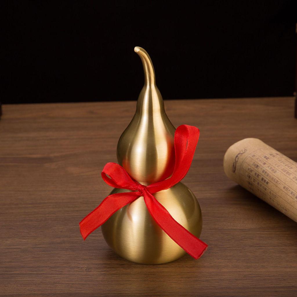 Exquisite Brushed Brass Gourd Pendant - Home Entrance Ornament & Housewarming Gift