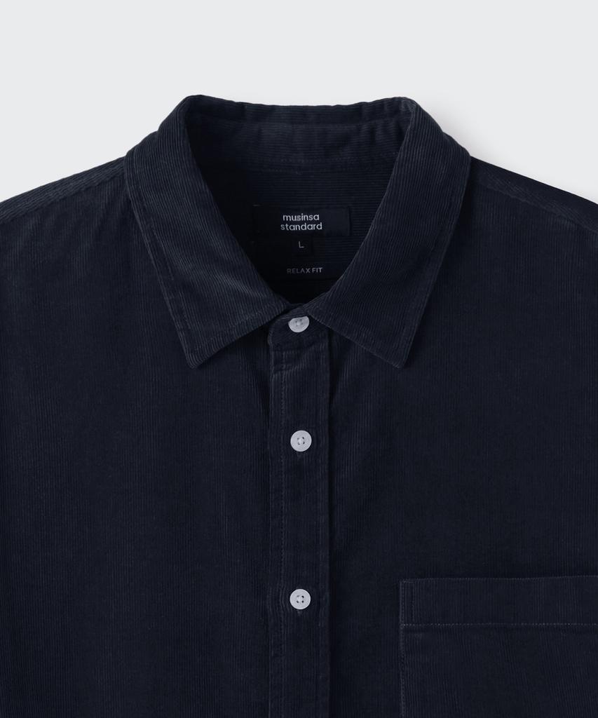 MUSINSA STANDARD Relaxed 16W Corduroy Shirt [Navy]