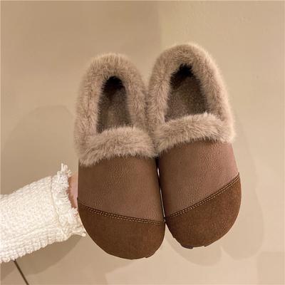 Зимняя обувь Женские мокасины с мехом Повседневные женские кроссовки Осенние туфли с круглым носком Без застежек и бантом Мокасины Удобные осенние новые