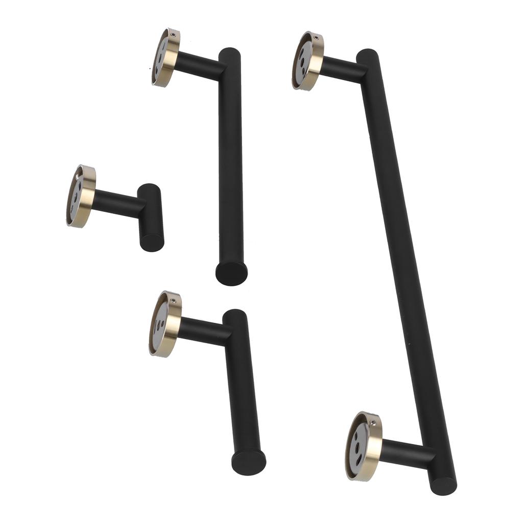 4Pcs Towel Bar Set Stainless Steel Toilet Paper Holder Towel Hooks Rack Bathroom Accessories Black