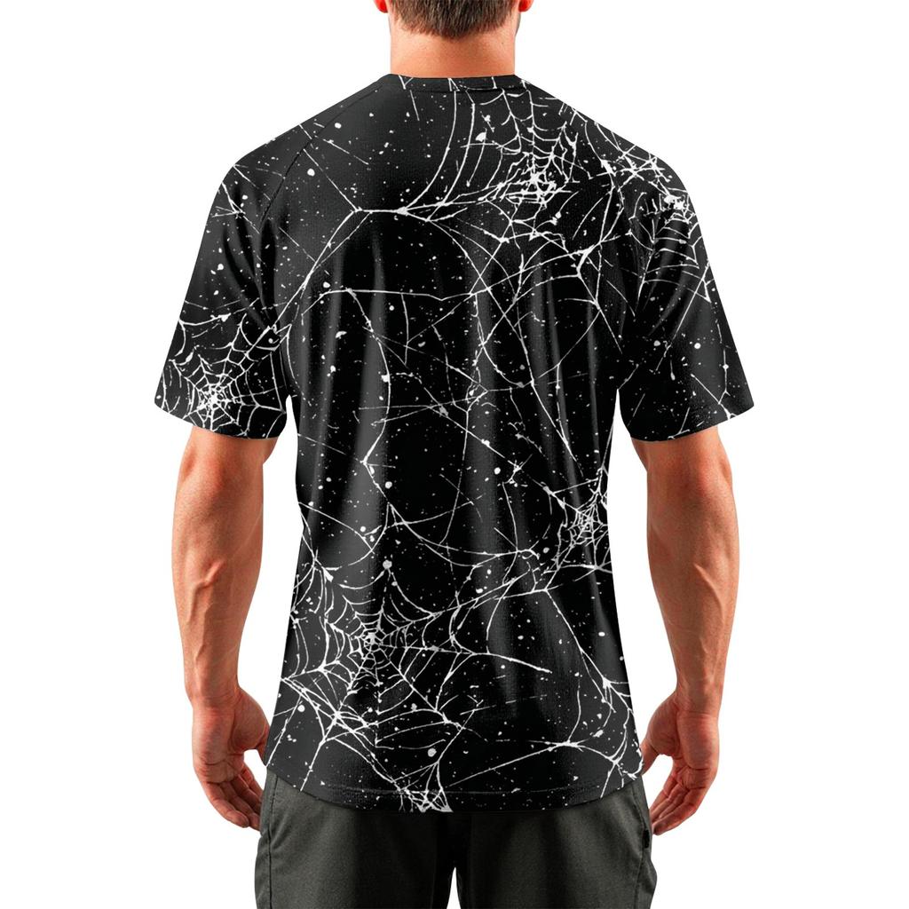 Men's Halloween Printed Round Neck Raglan Short Sleeve Top T-Shirt