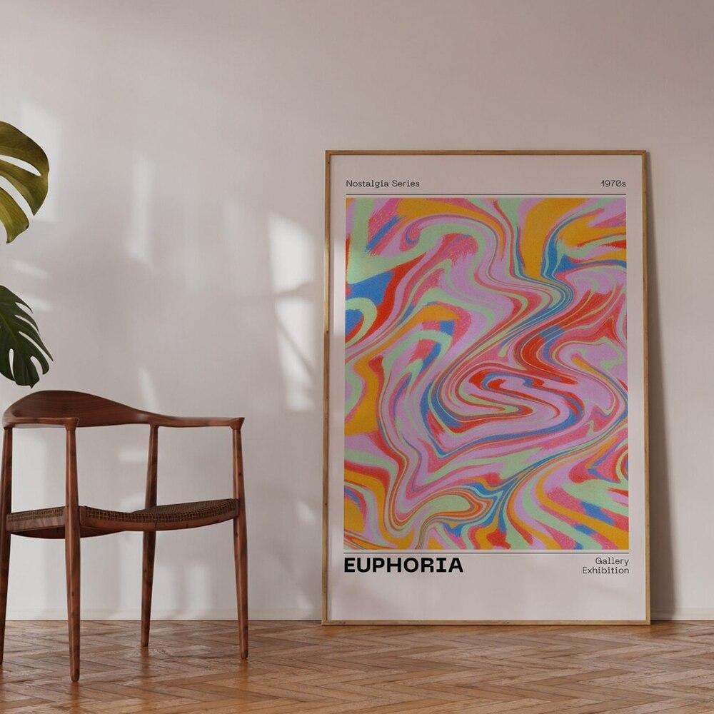 Модный Ретро постер с аурой, градиент, эстетическая квартира, психоделический настенный художественный холст, живопись, постеры для гостиной, домашний декор